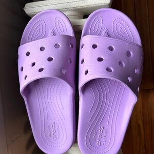 Women’s purple croc slides